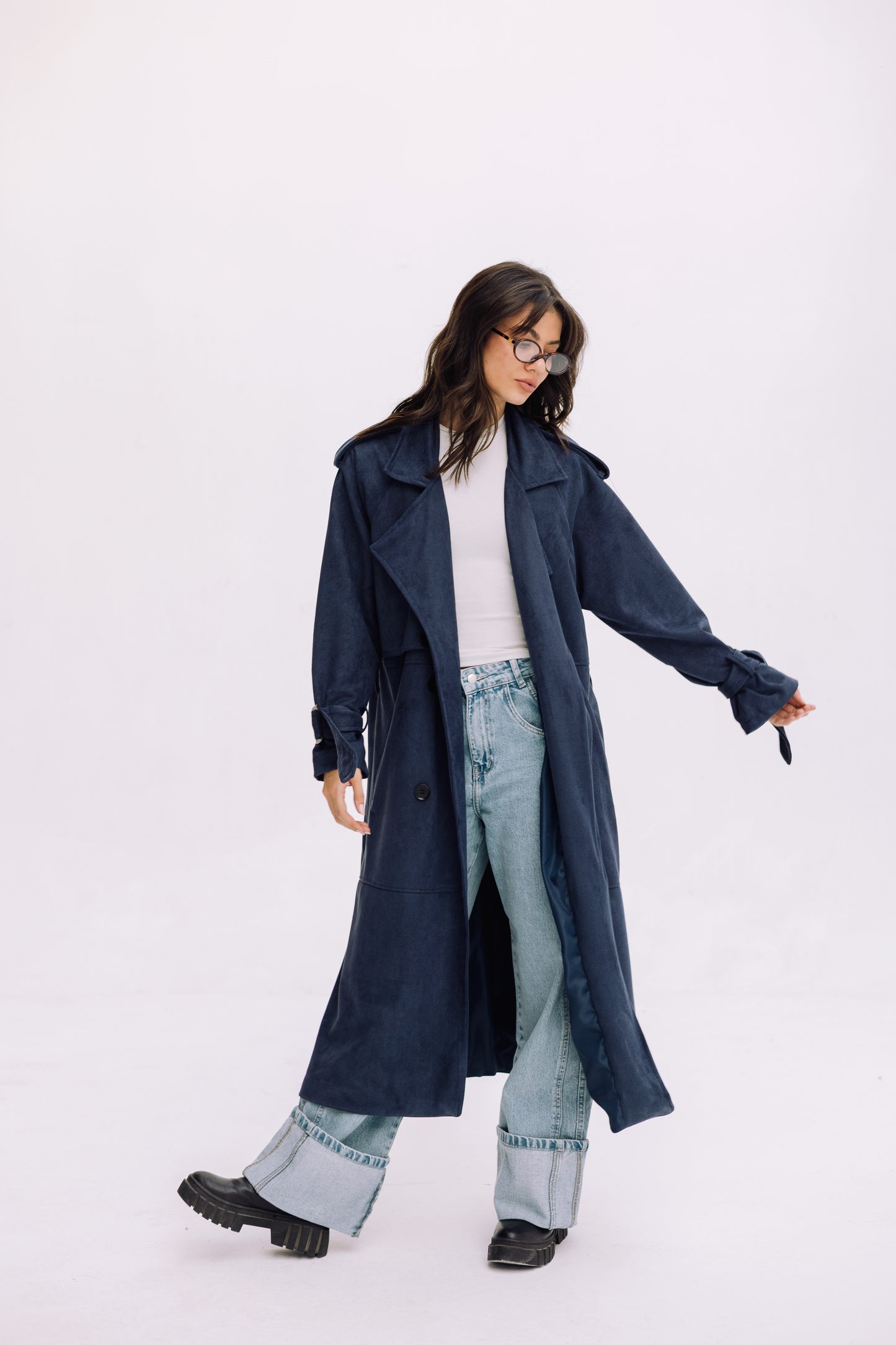 City Girl Trench Coat - Navy