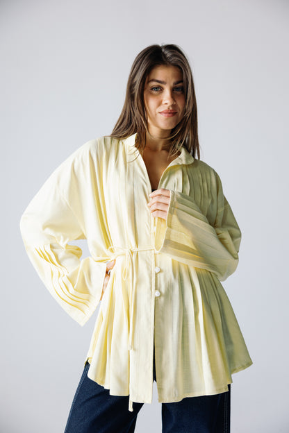 Pleated Top - Powder Yellow