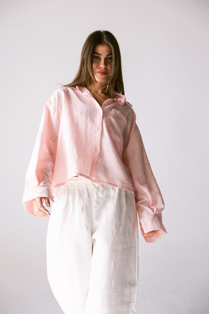Cropped Shirt - Light Pink