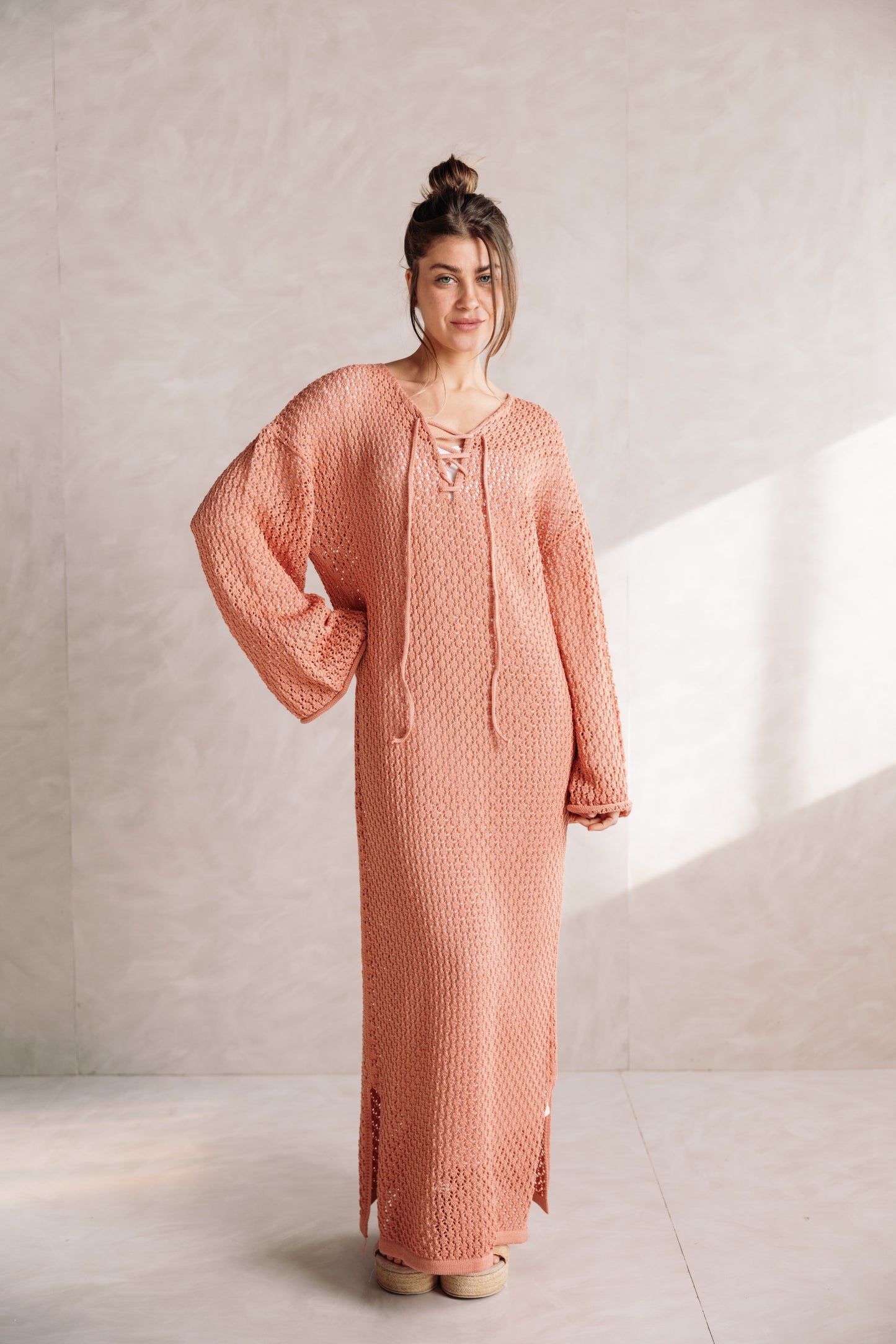 Earthy Knit Dress - Salmon