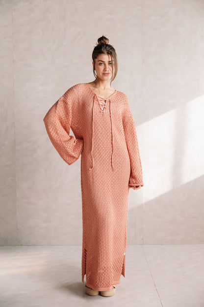 Earthy Knit Dress - Salmon