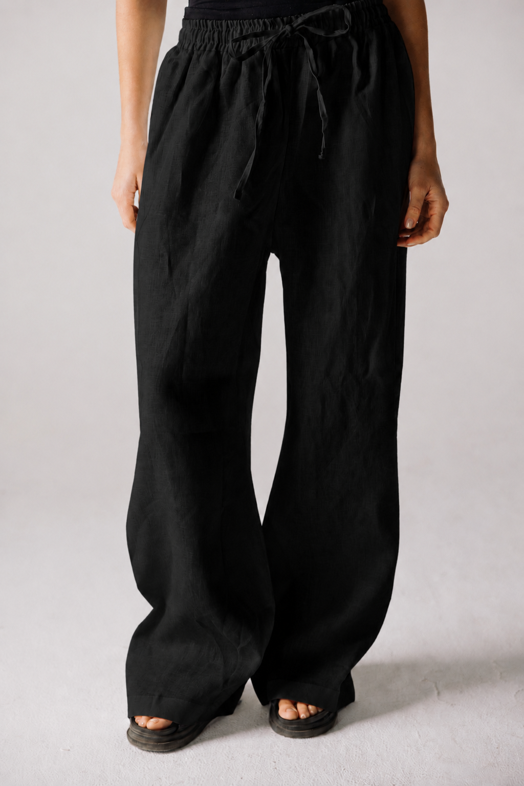 Pure Linen Pants - Black