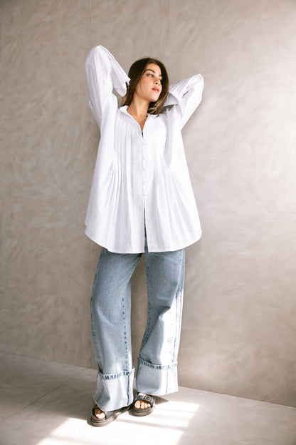 Pleated Top - White