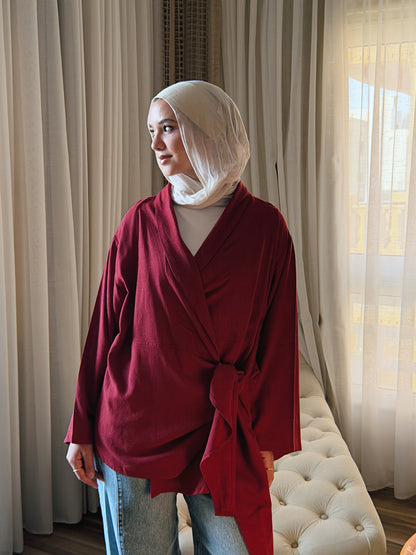 Softly Wrap Kimono - Deep Burgundy