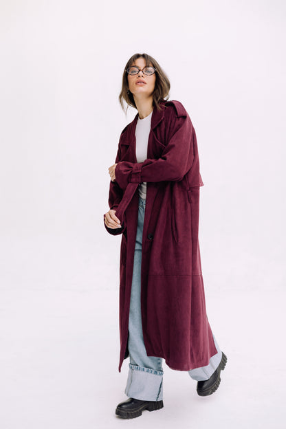 City Girl Trench Coat - Autumn Berry