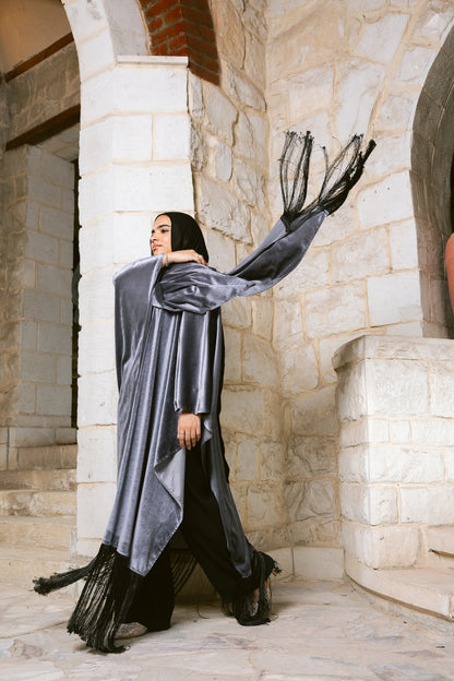 Fringe Edit Kaftan - Silver Grey
