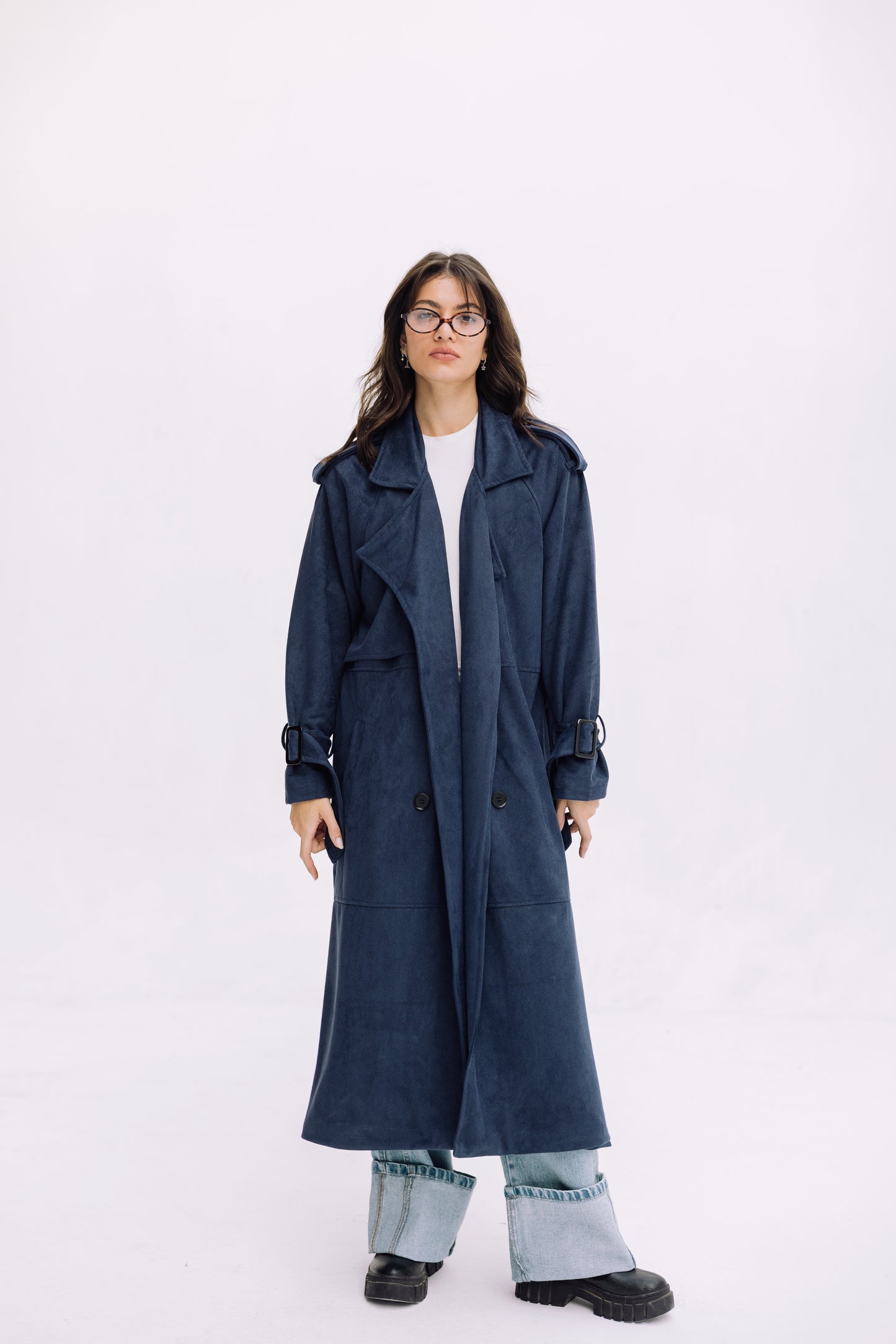 City Girl Trench Coat - Navy