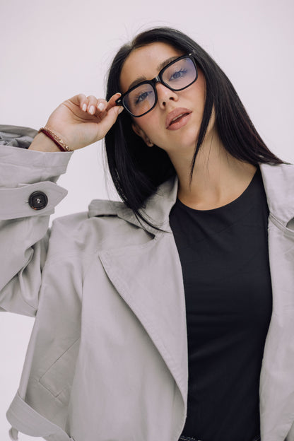 Cropped Trench Jacket - Cadet Grey
