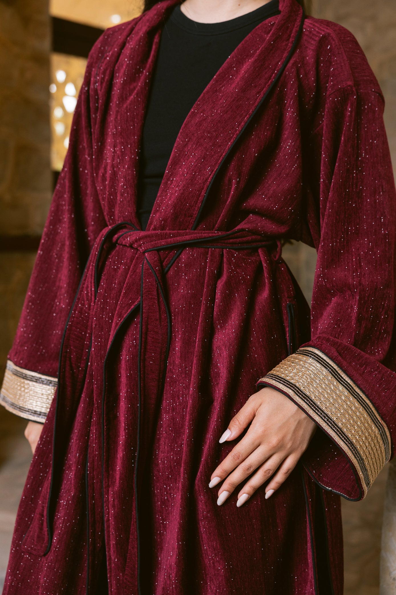 Subtle Shine Kaftan - Burgundy