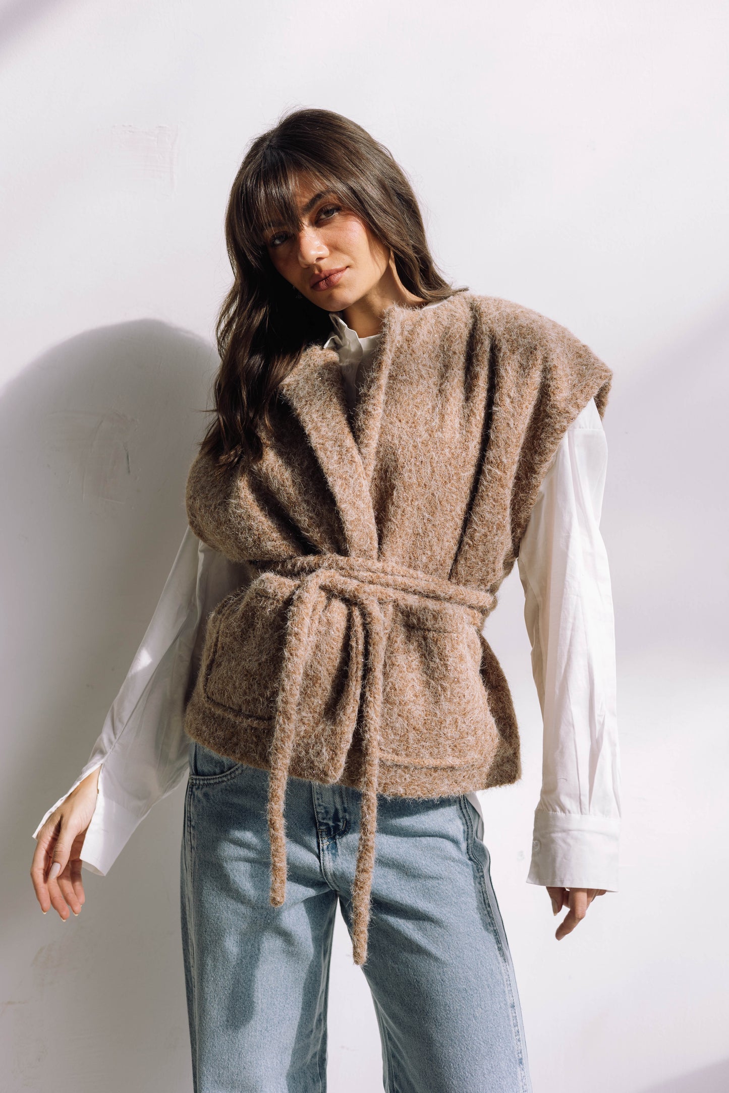 Shimmer Base Edit Vest - Mocha