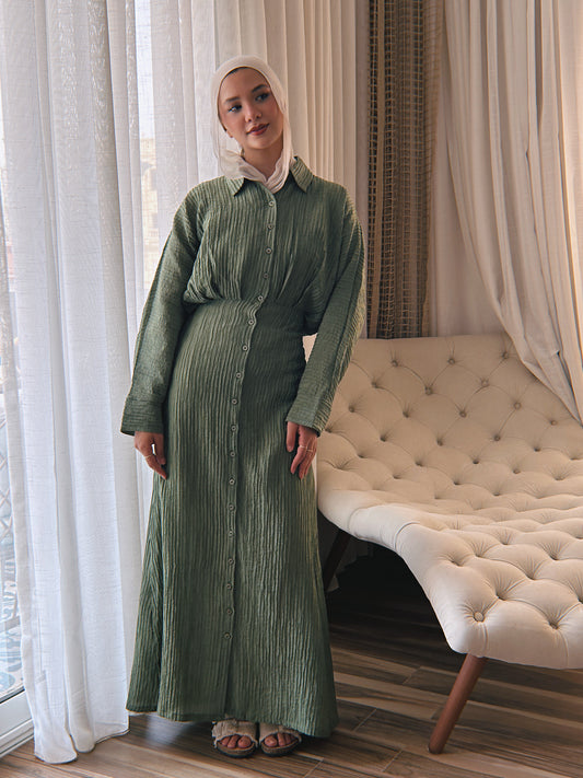 Dreamy Crinkled Dress - Olive