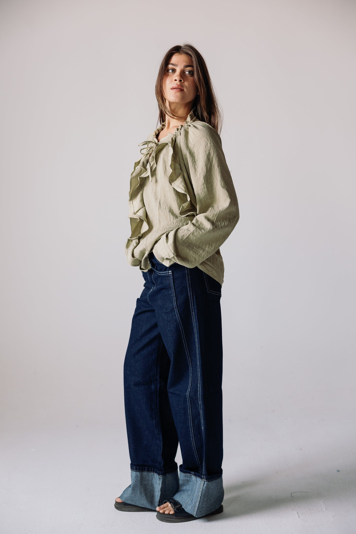 Ruffles Top - Basil