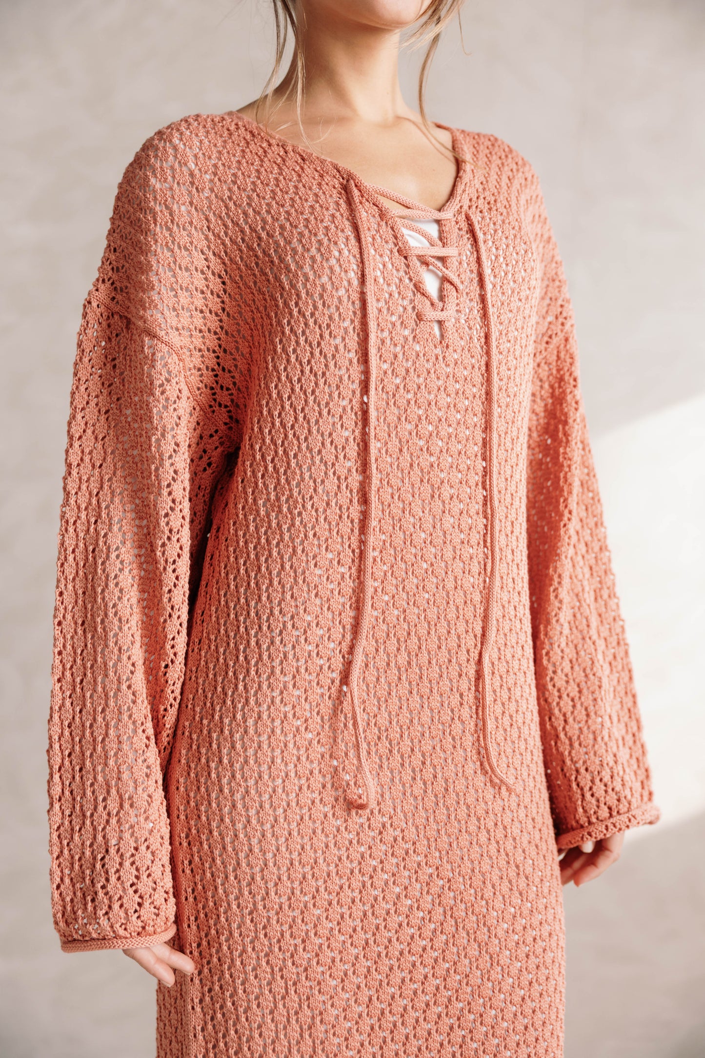 Earthy Knit Dress - Salmon