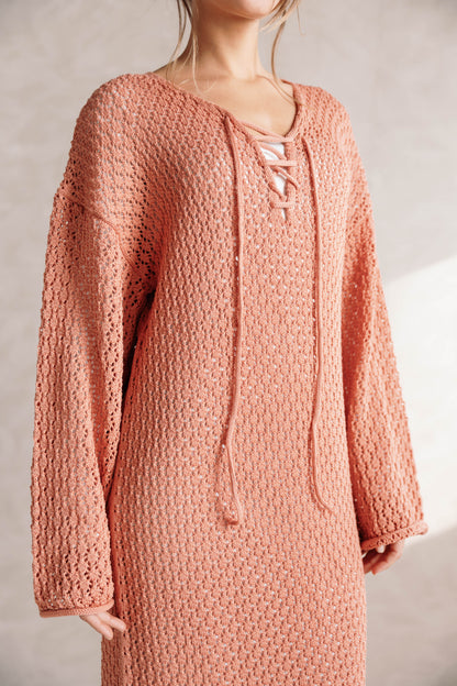 Earthy Knit Dress - Salmon