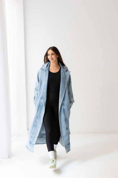 Neat-Fit Denim Coat - Washed Blue