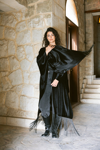 Fringe Edit Kaftan - Black