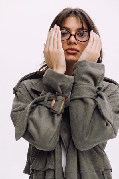 City Girl Trench Coat - Olive