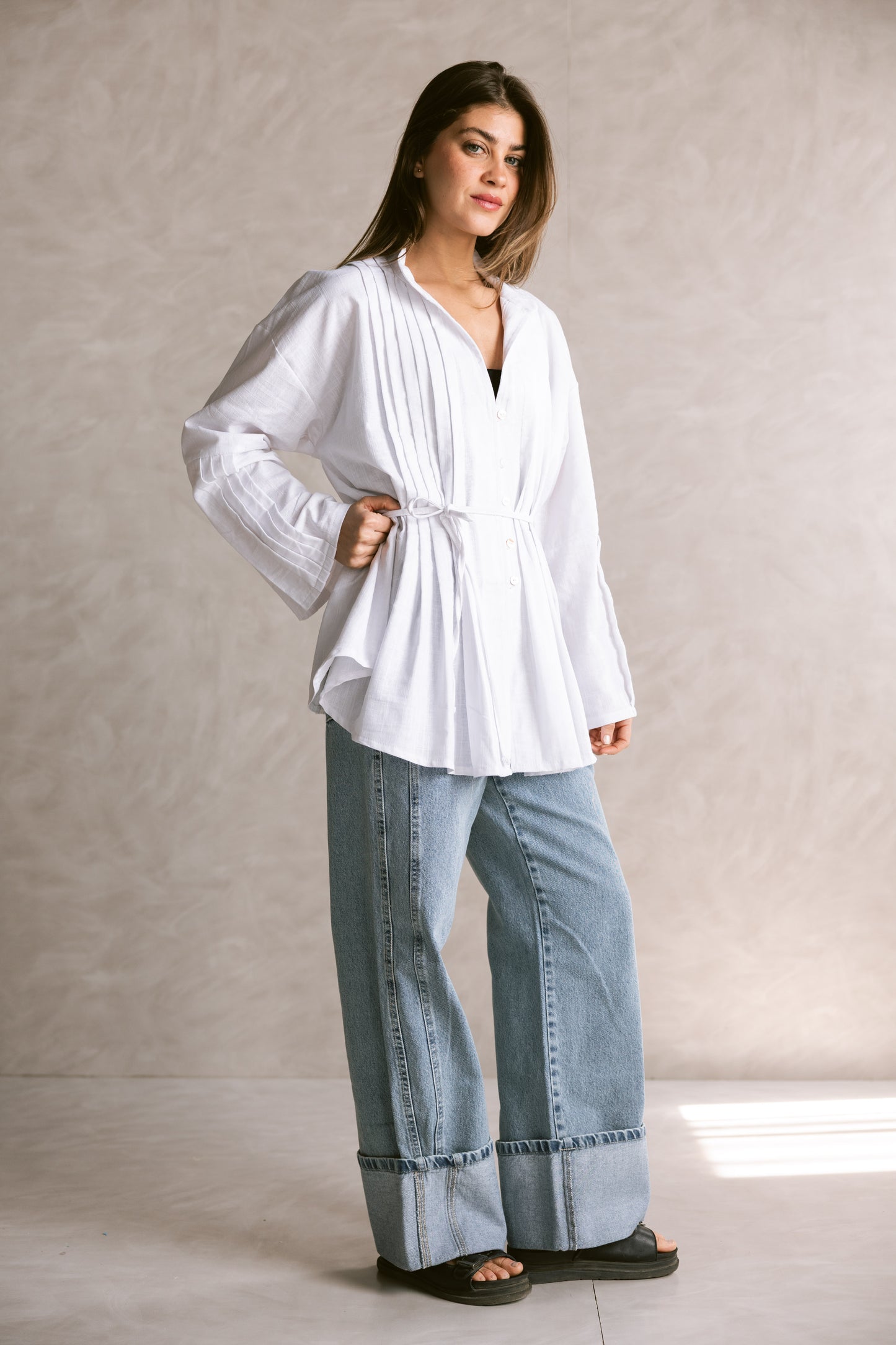 Pleated Top - White