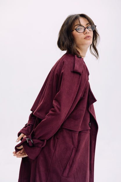 City Girl Trench Coat - Autumn Berry