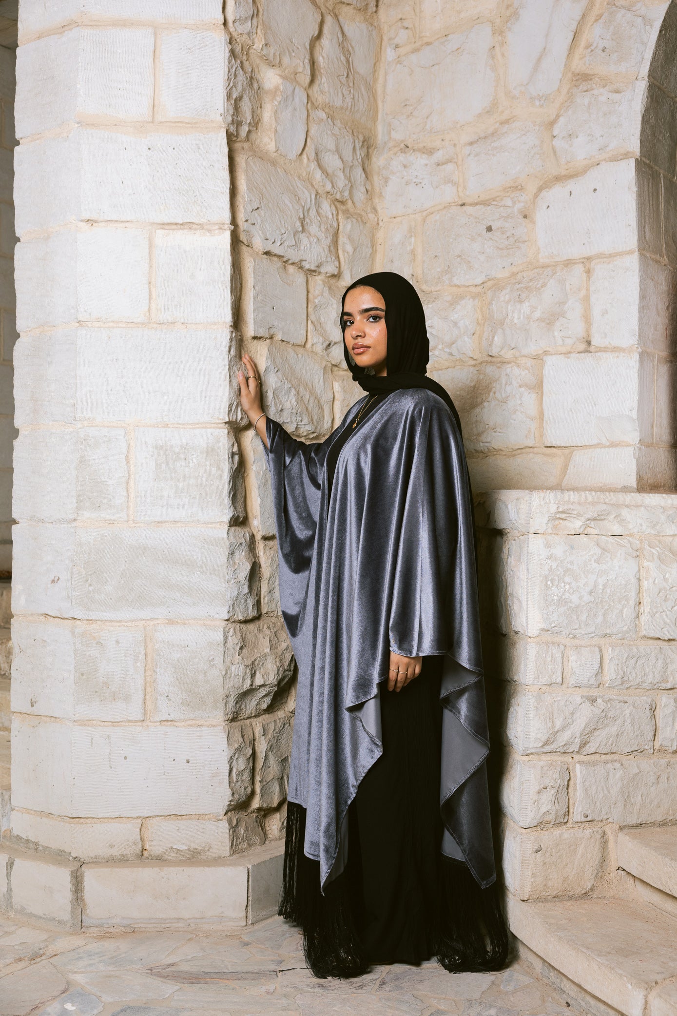 Fringe Edit Kaftan - Silver Grey