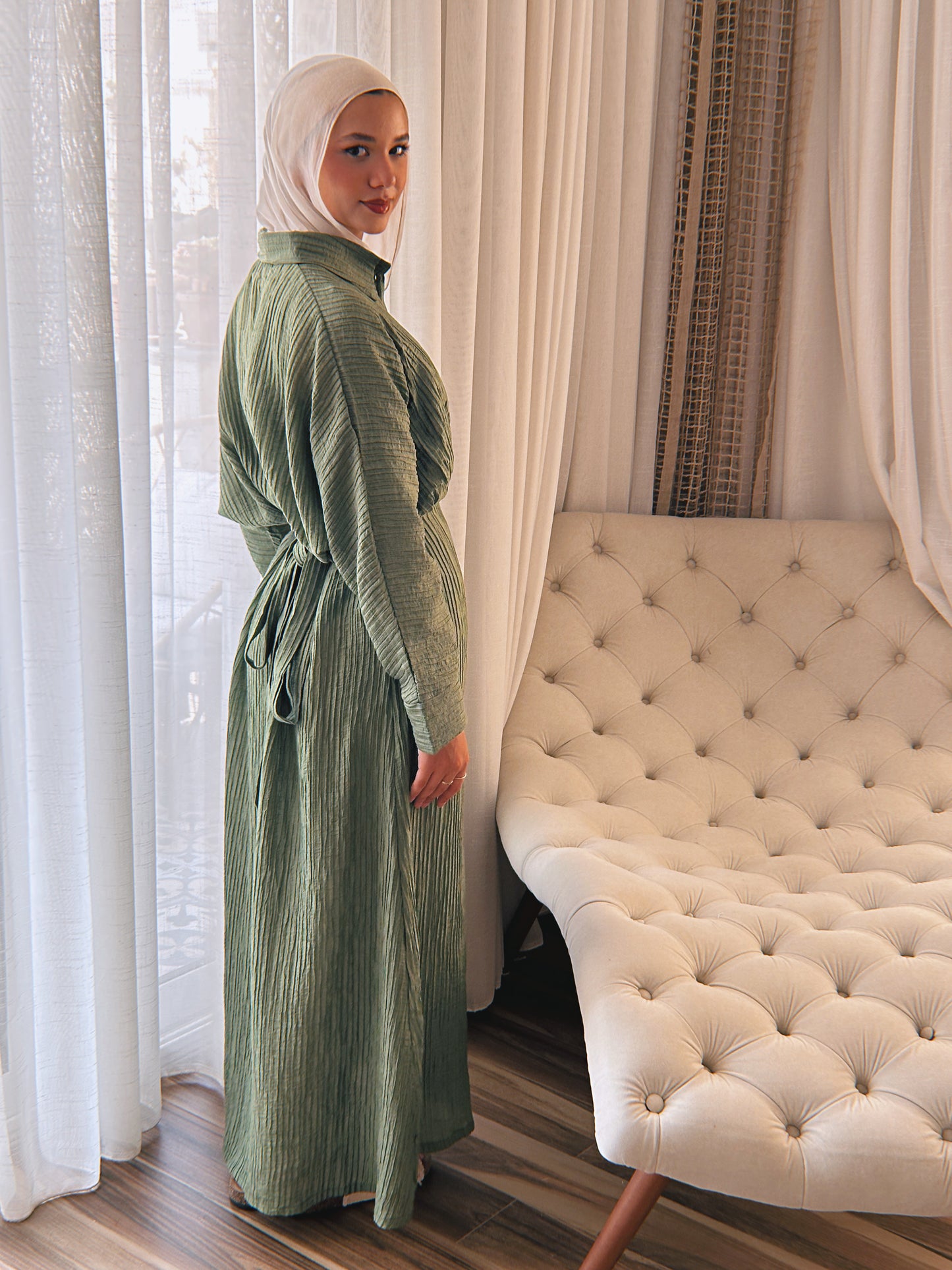 Dreamy Crinkled Dress - Olive
