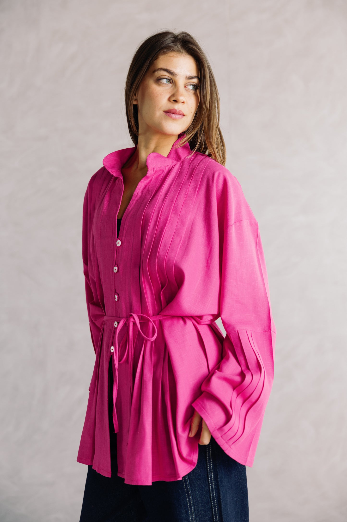 Pleated Top - Fuchsia