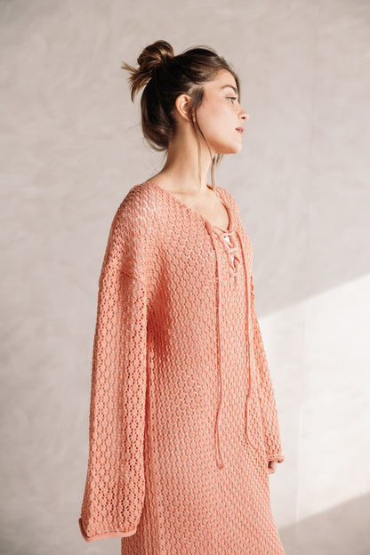 Earthy Knit Dress - Salmon