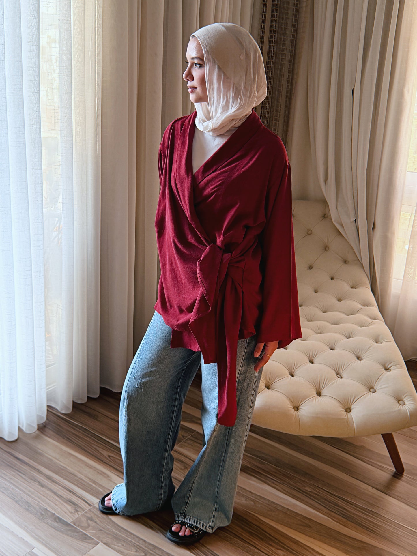 Softly Wrap Kimono - Deep Burgundy