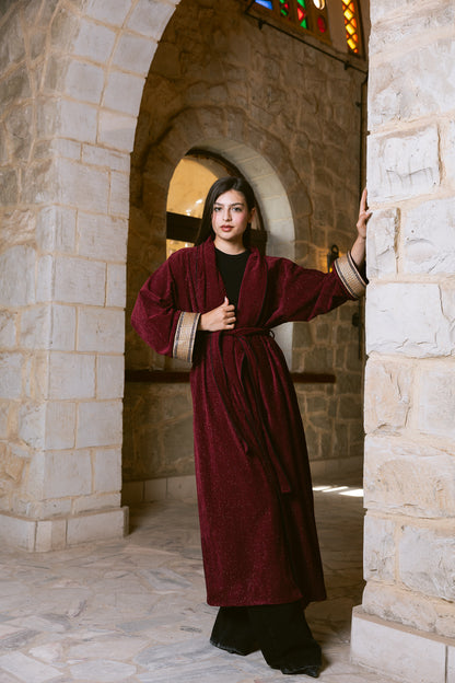 Subtle Shine Kaftan - Burgundy