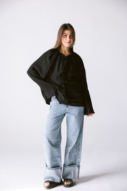 Ruffles Top - Black