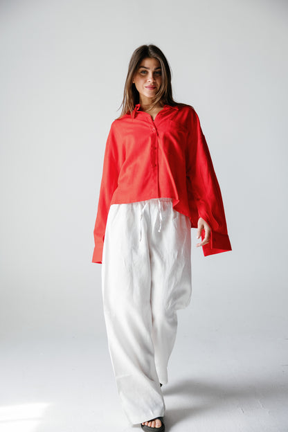 Cropped Shirt - Crimson Red