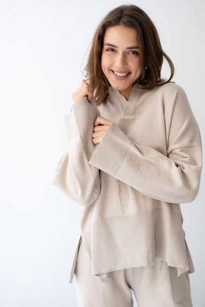 Clouded Warmth Knit Set - Cream