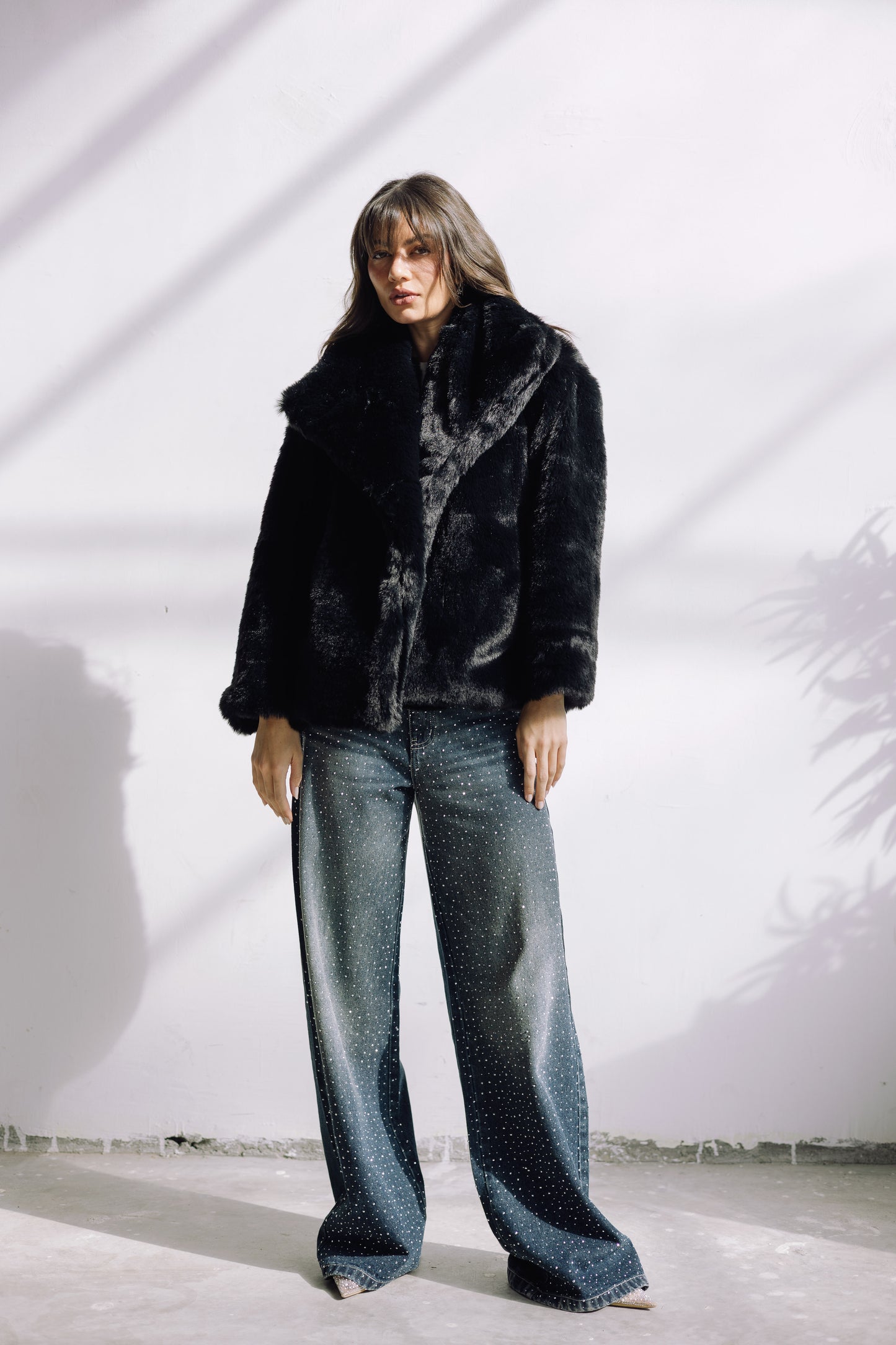 Scandi Fur Jacket - Black