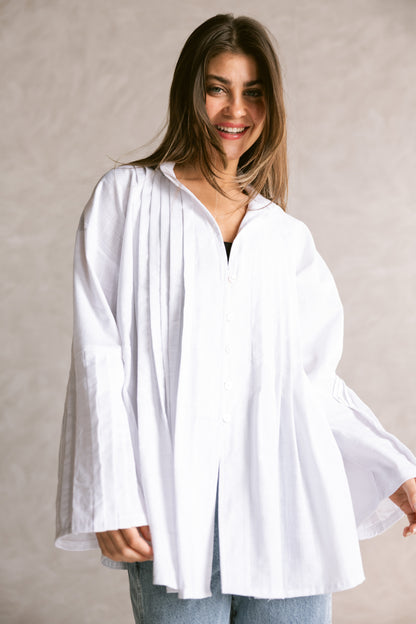 Pleated Top - White
