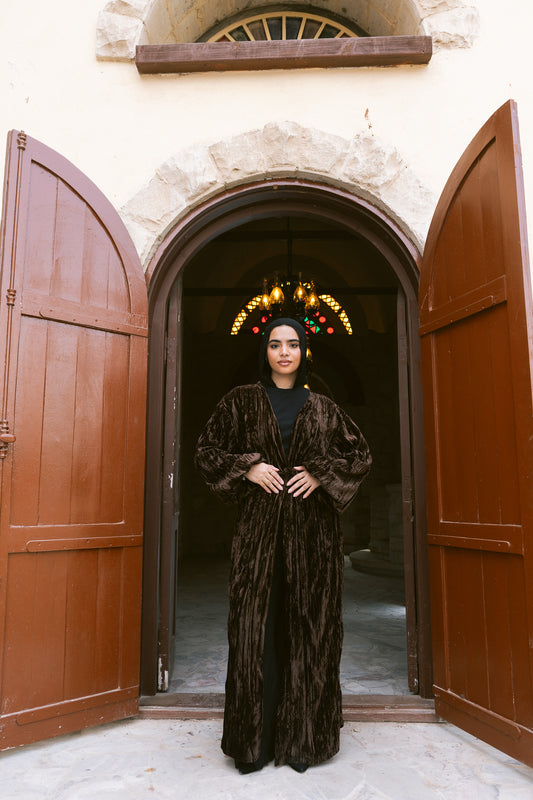 Velvet Flow Kimono - Deep Cocoa