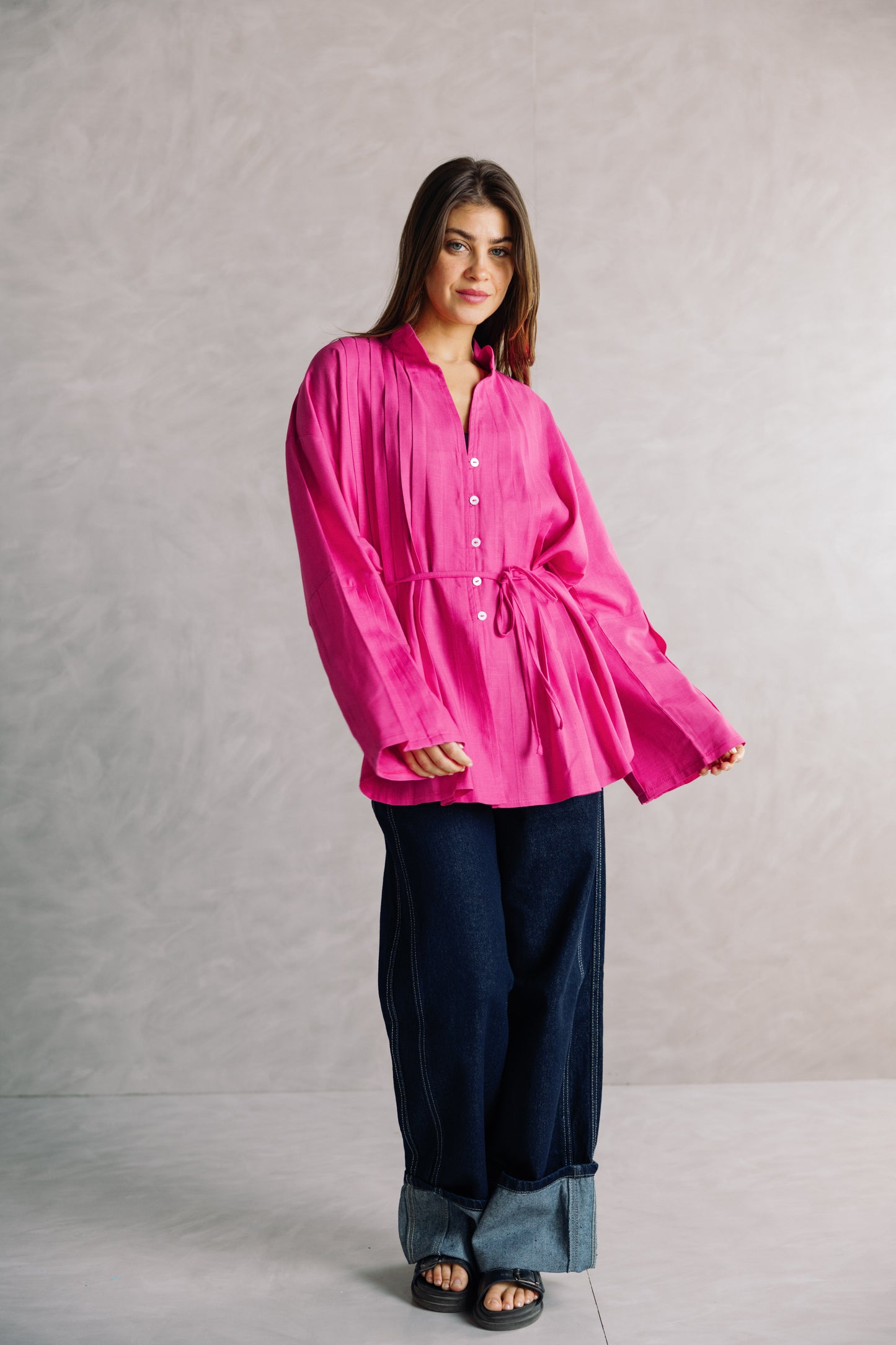 Pleated Top - Fuchsia