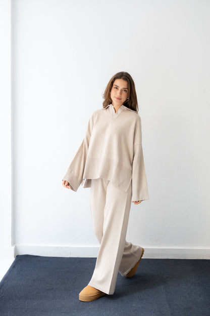 Clouded Warmth Knit Set - Cream