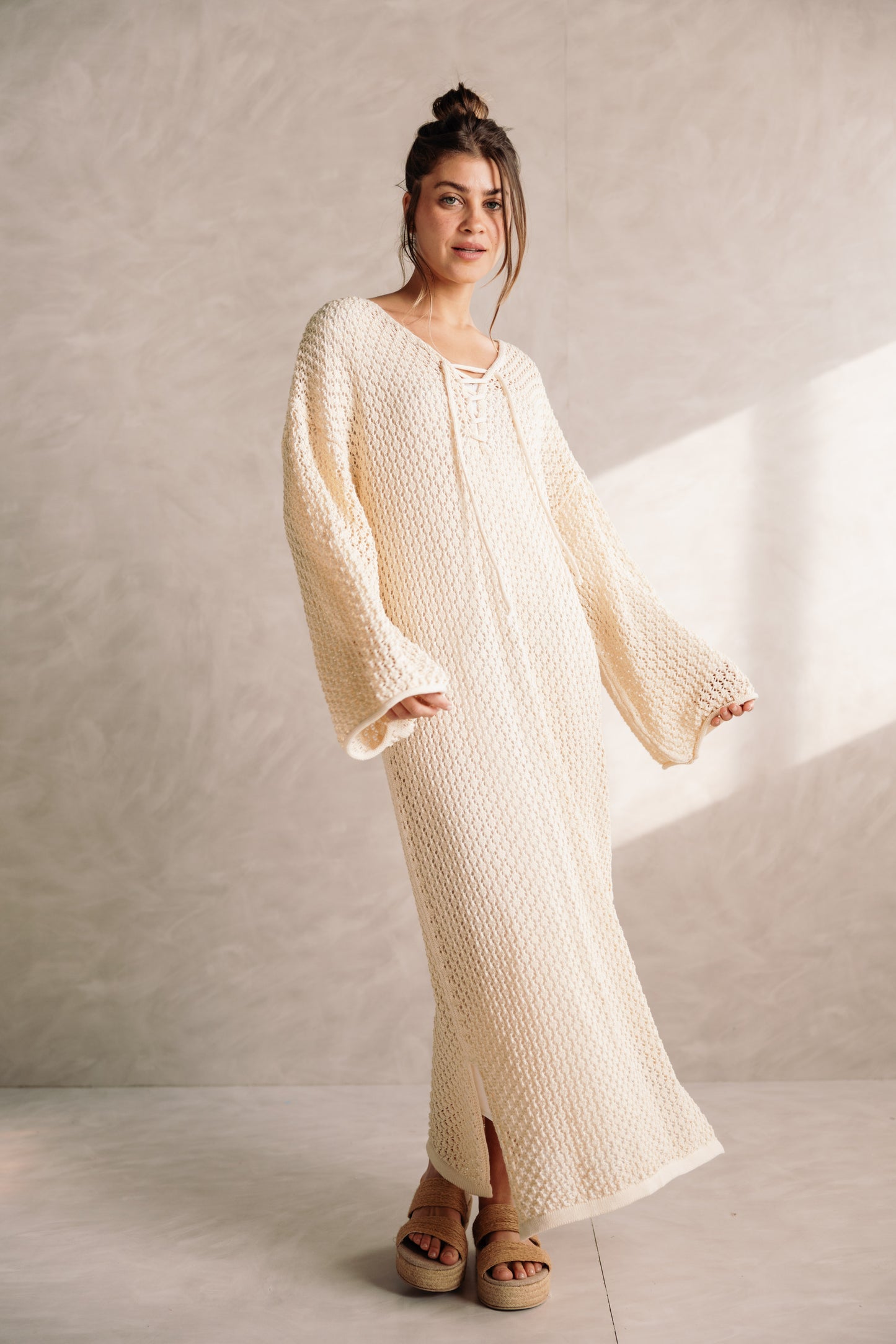 Earthy Knit Dress - Cream