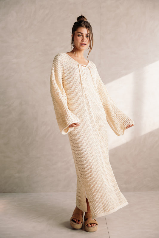 Earthy Knit Dress - Cream