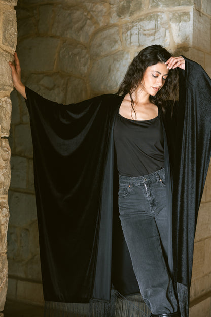 Fringe Edit Kaftan - Black