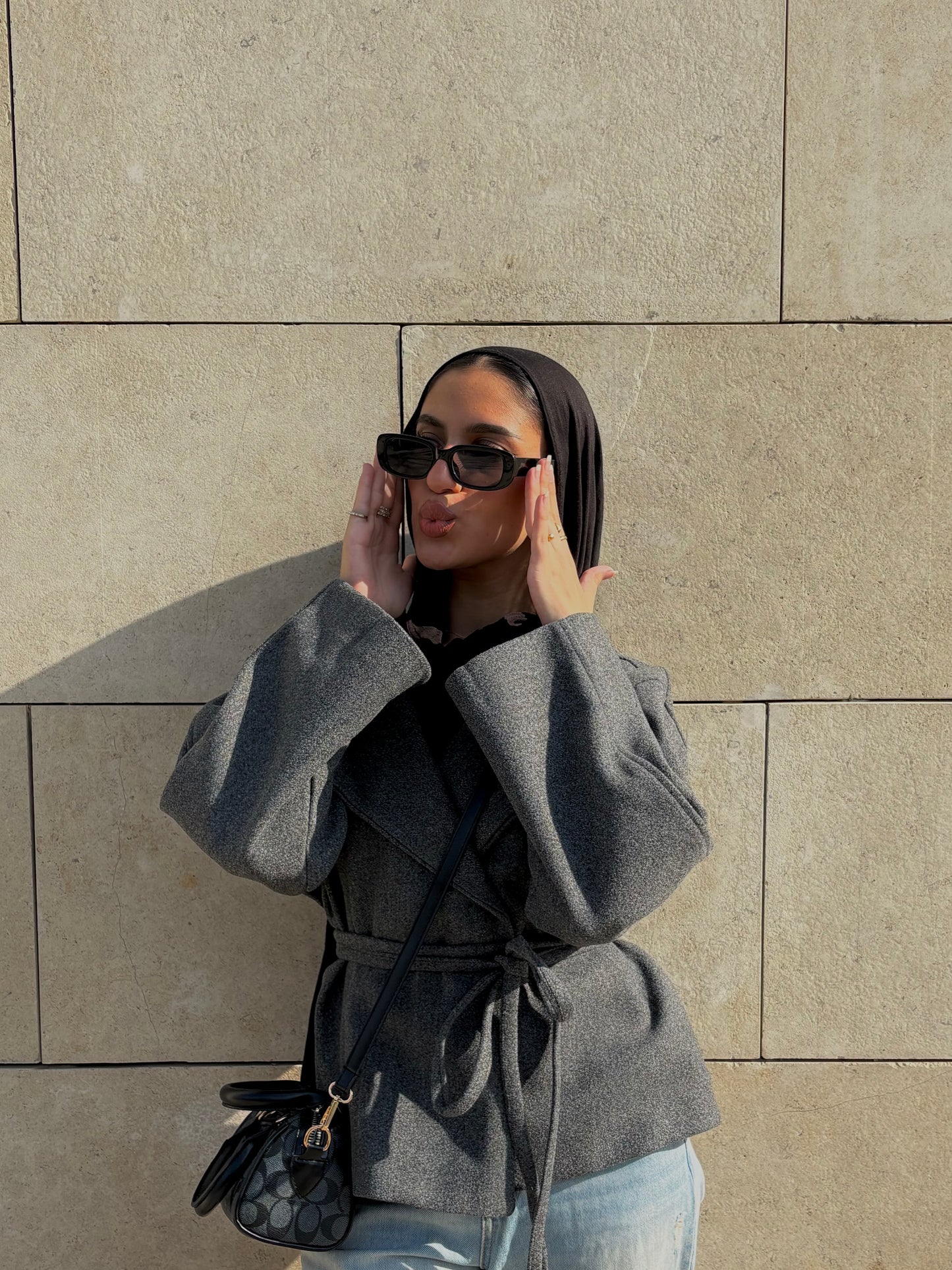 Aurora Belted Jacket - Dusty Grey