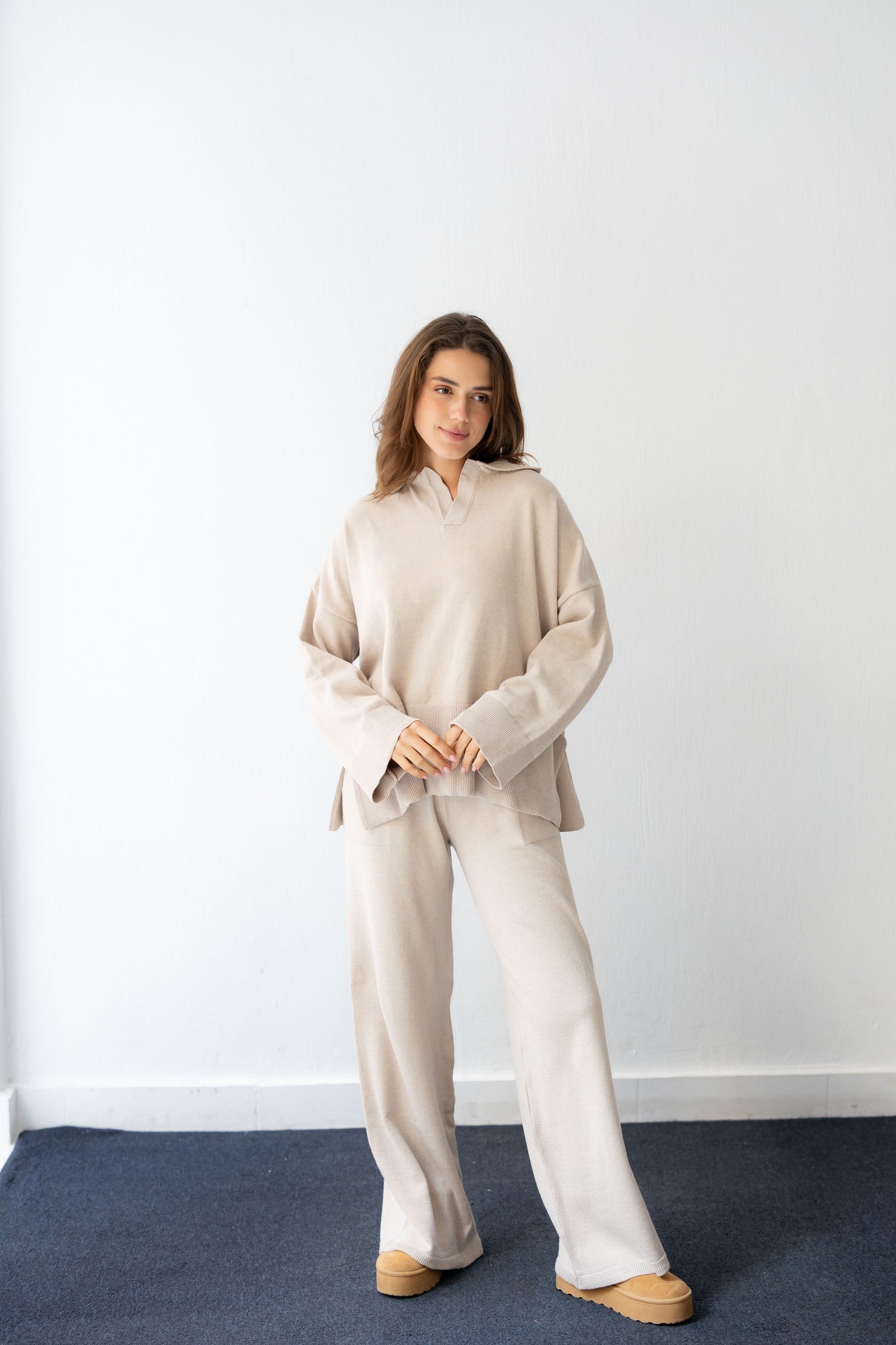 Clouded Warmth Knit Set - Cream