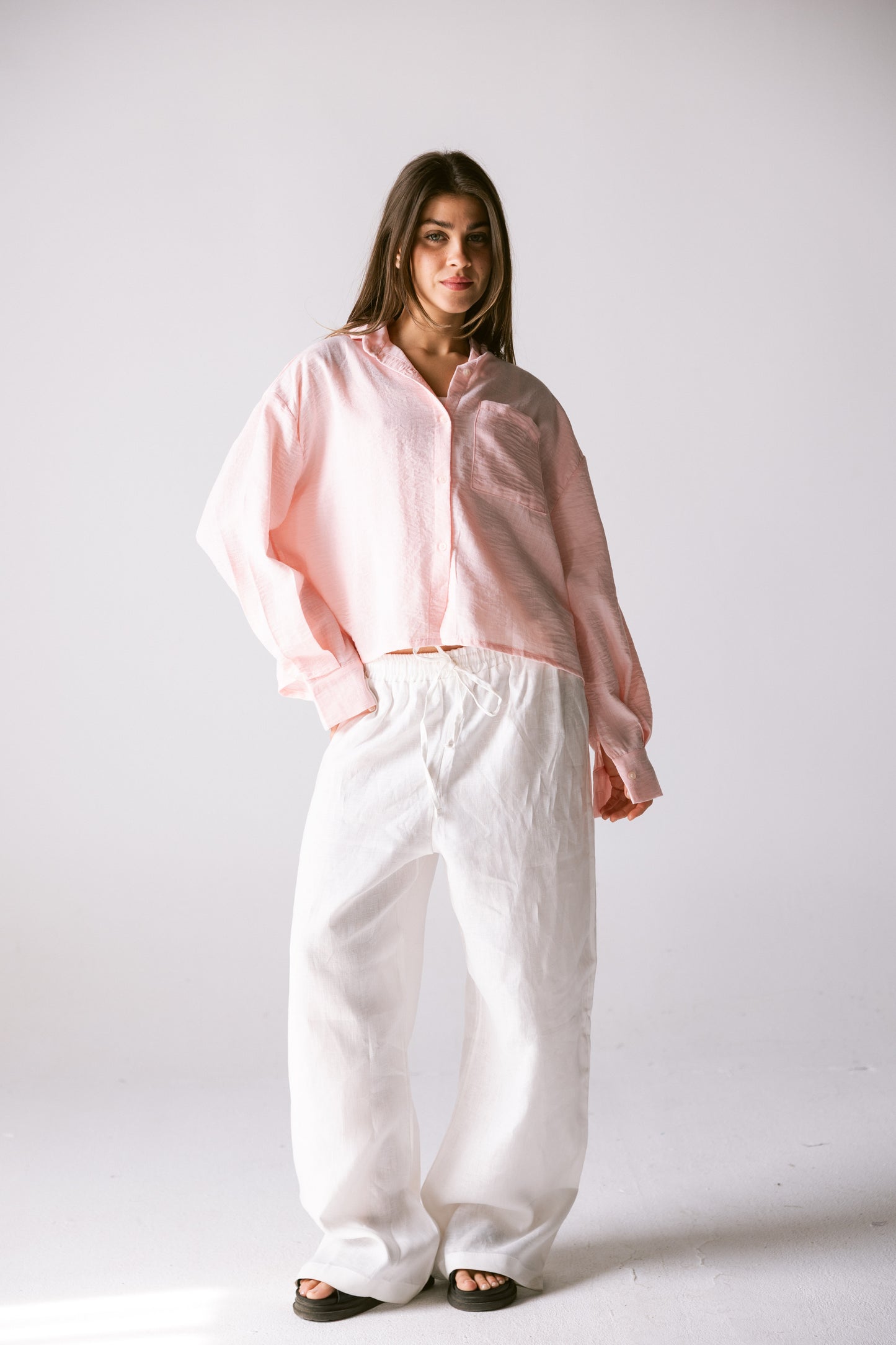 Cropped Shirt - Light Pink