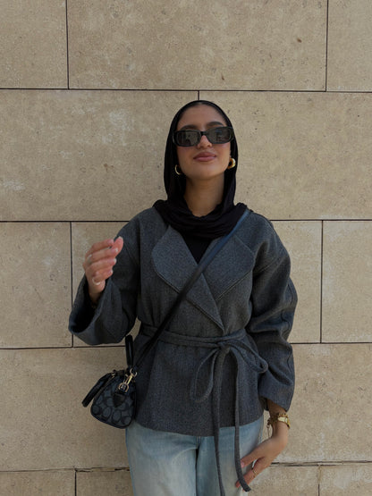 Aurora Belted Jacket - Dusty Grey