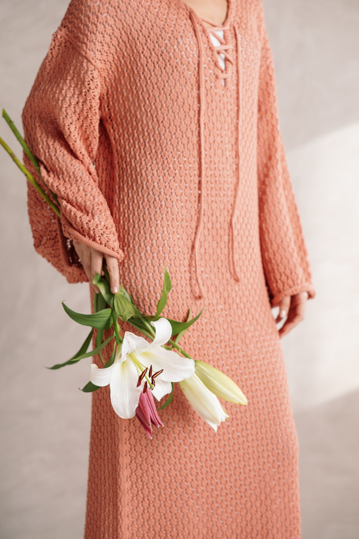 Earthy Knit Dress - Salmon