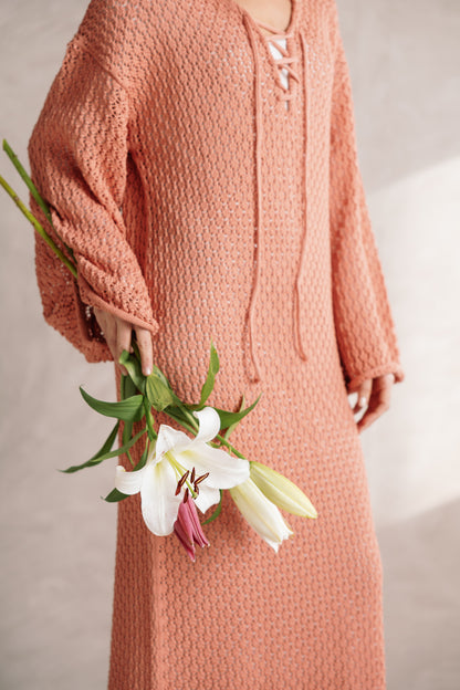 Earthy Knit Dress - Salmon