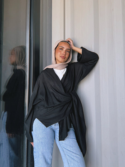 Softly Wrap Kimono - Black