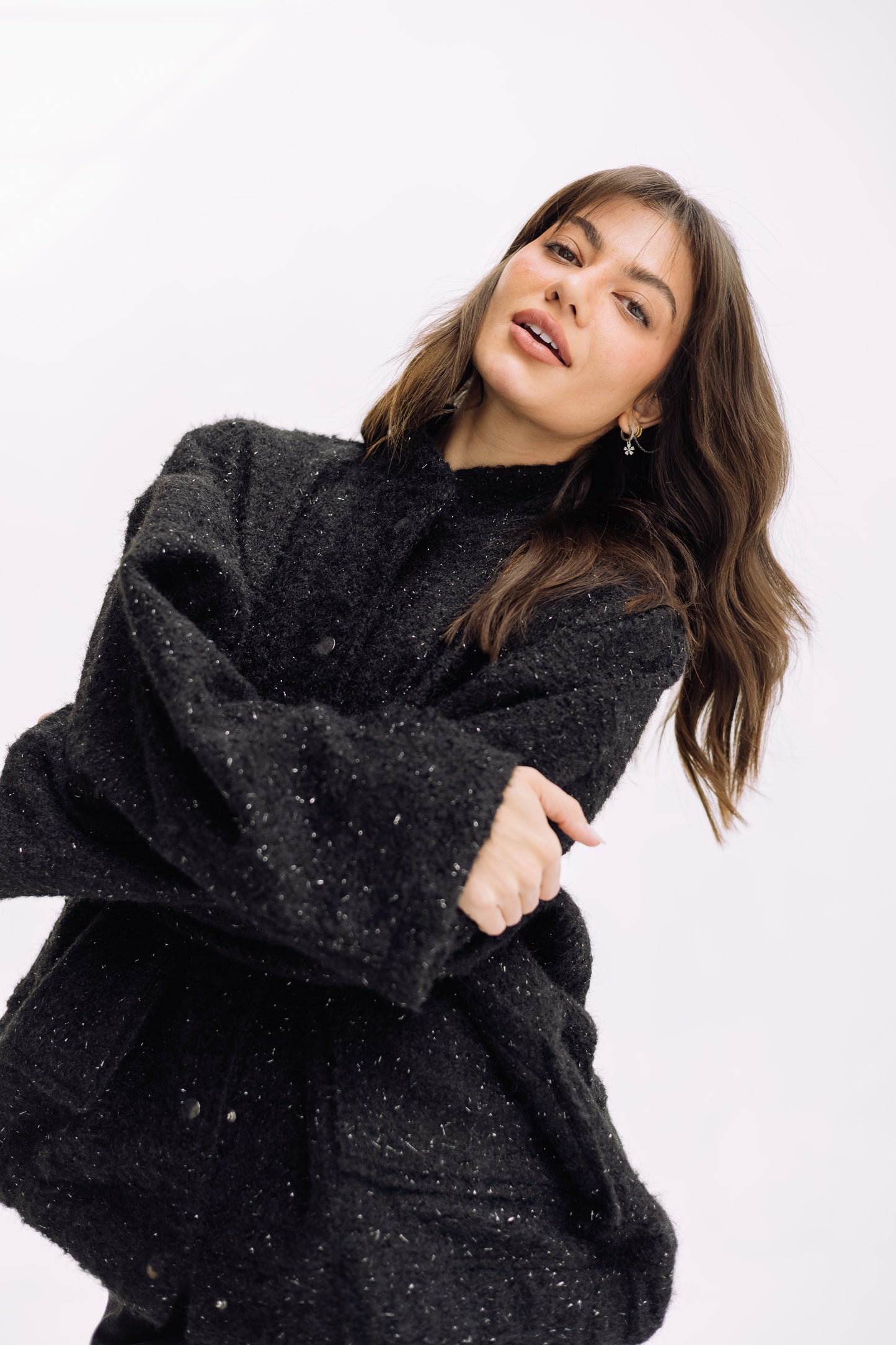 Shimmer Fluff-On Jacket - Black