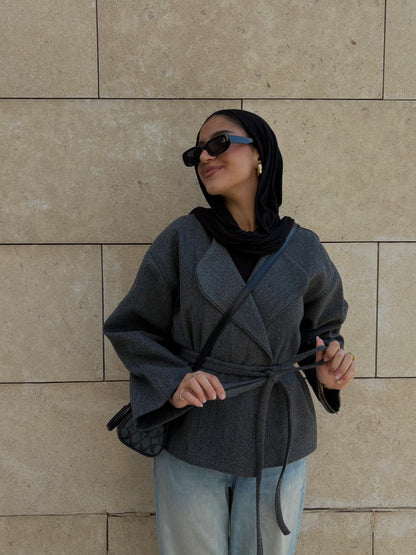 Aurora Belted Jacket - Dusty Grey