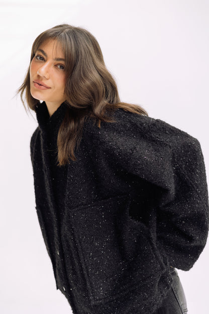 Shimmer Fluff-On Jacket - Black